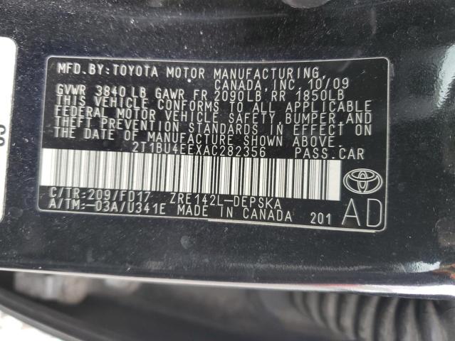 2T1BU4EEXAC282356 - 2010 TOYOTA COROLLA BASE 黑色 照片 13