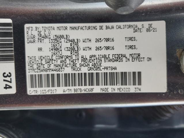 3TMCZ5AN8MM446037 - 2021 TOYOTA TACOMA DOUBLE CAB შავი ფოტო 13