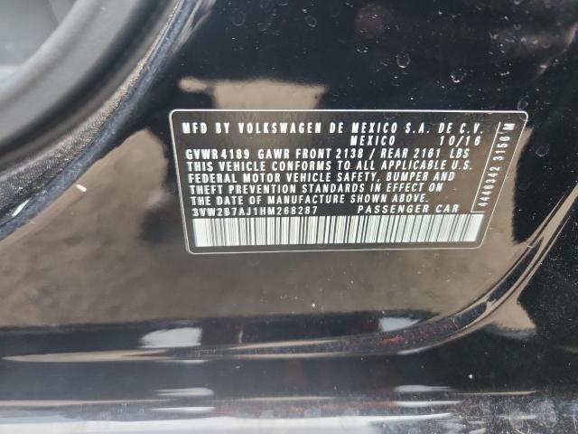 3VW2B7AJ1HM268287 - 2017 VOLKSWAGEN JETTA S BLACK photo 12