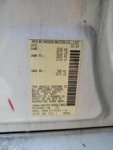 1N4AL3AP2FN300780 - 2015 NISSAN ALTIMA 2.5 白色 照片 12