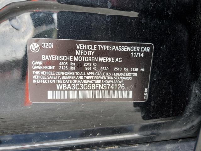 WBA3C3G58FNS74126 - 2015 BMW 320 I XDRIVE BLACK photo 12