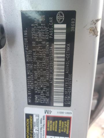 4T1BF3EK2BU153134 - 2011 TOYOTA CAMRY BASE SILVER photo 12