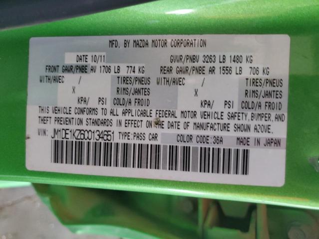 JM1DE1KZ6C0134651 - 2012 MAZDA MAZDA2 მწვანე ფოტო 12