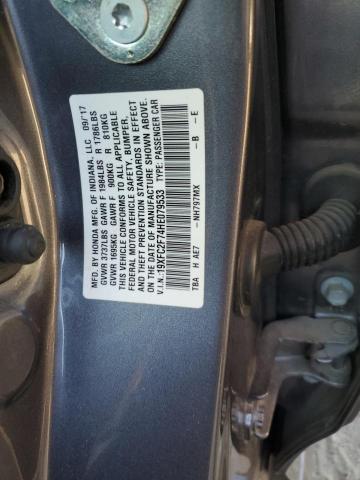 19XFC2F74HE079533 - 2017 HONDA CIVIC EX GRAY photo 12