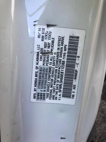 5FNRL5H60EB112388 - 2014 HONDA ODYSSEY EXL WHITE photo 10