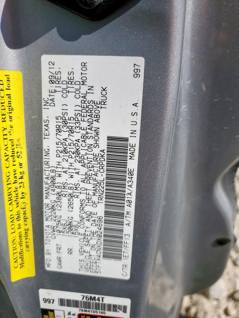 5TFTX4CNXDX024696 - 2013 TOYOTA TACOMA ACCESS CAB Արծաթագույն լուսանկար 13