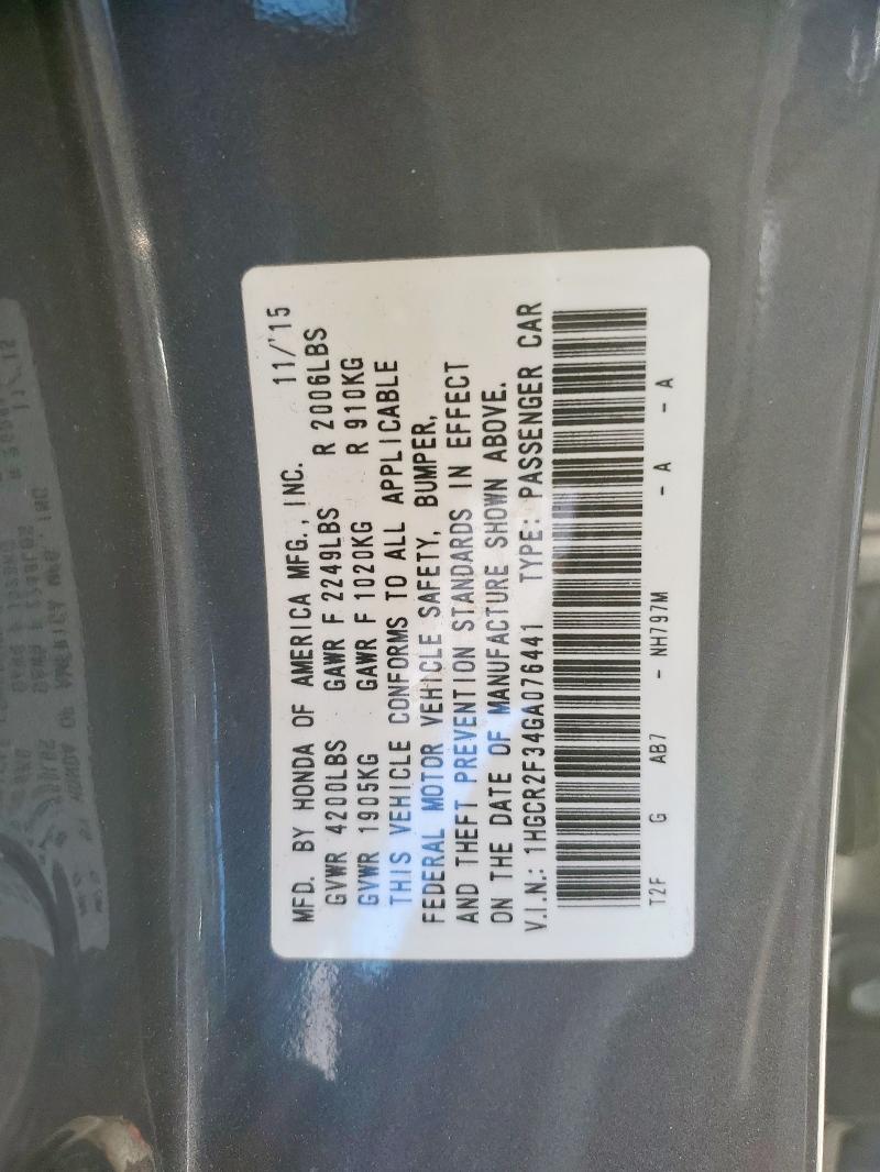 1HGCR2F34GA076441 - 2016 HONDA ACCORD LX 灰色 照片 13