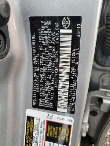 4T1BF1FK3FU108079 - 2015 TOYOTA CAMRY LE GRAY photo 12