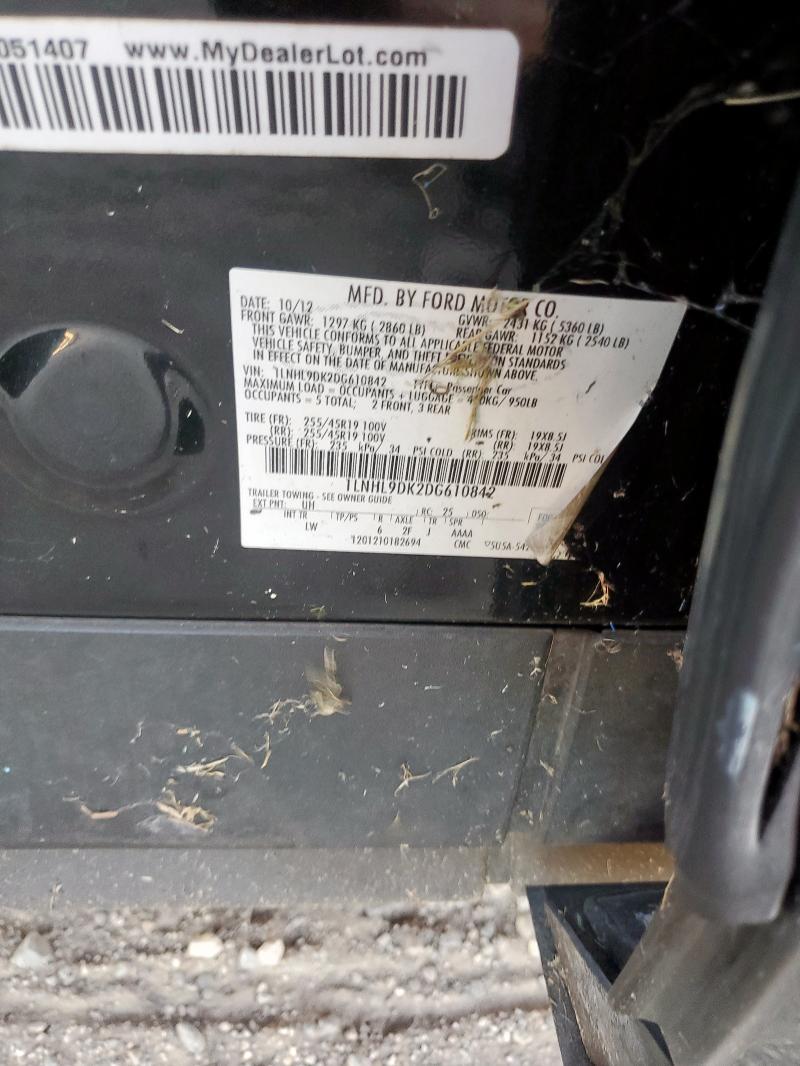 1LNHL9DK2DG610842 - 2013 LINCOLN MKS BLACK photo 12