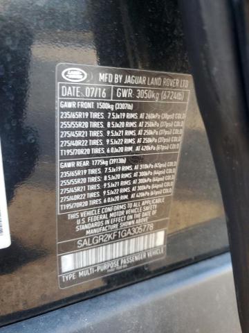 SALGR2KF1GA305778 - 2016 LAND ROVER RANGE ROVE BLACK photo 13