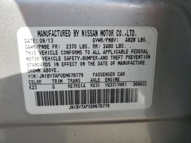 JN1BV7AP0EM678779 - 2014 INFINITI Q50 BASE 银色 照片 12