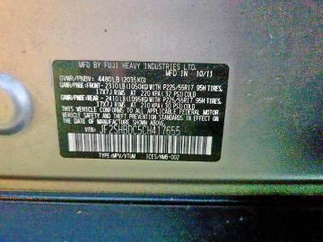 JF2SHBDC5CH417655 - 2012 SUBARU FORESTER 2.5X PREMIUM Plata foto 10