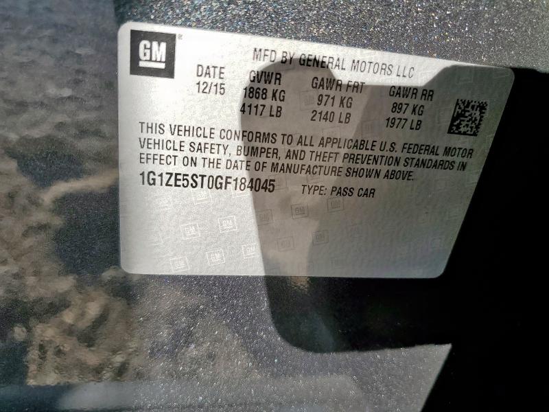 1G1ZE5ST0GF184045 - 2016 CHEVROLET MALIBU LT BLACK photo 12