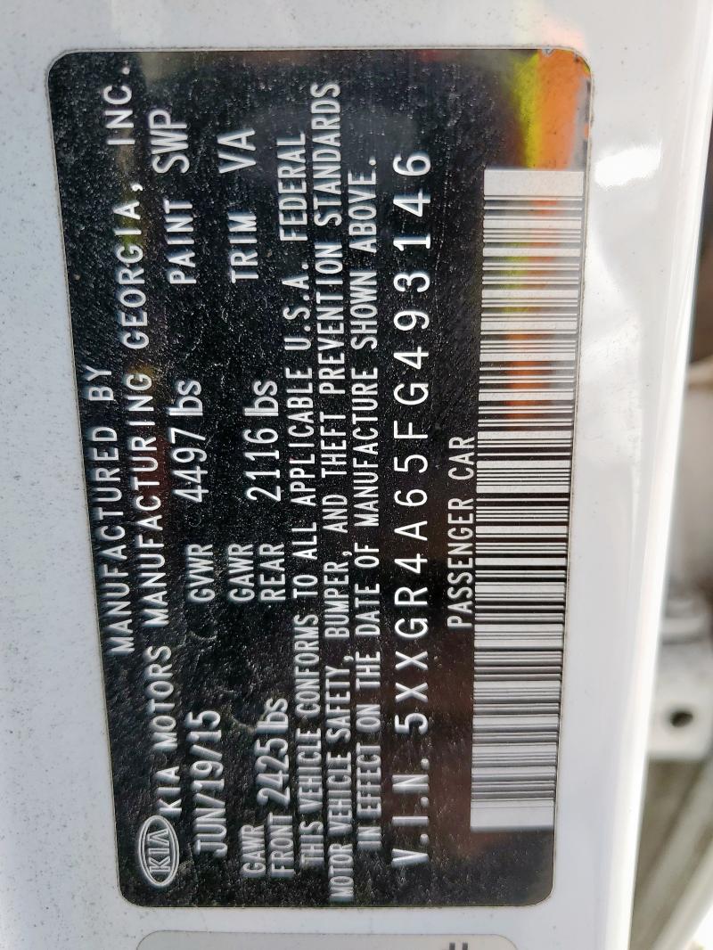 5XXGR4A65FG493146 - 2015 KIA OPTIMA SX თეთრი ფოტო 12