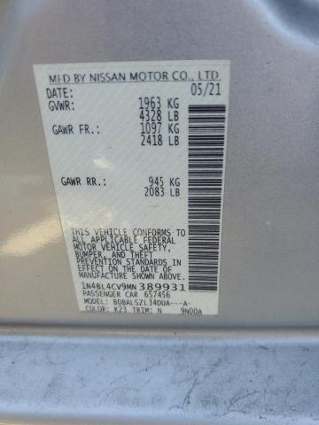 1N4BL4CV9MN389931 - 2021 NISSAN ALTIMA SR SILVER photo 13