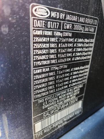 SALWG2FV6HA135874 - 2017 LAND ROVER RANGE ROVE SE BLUE photo 13