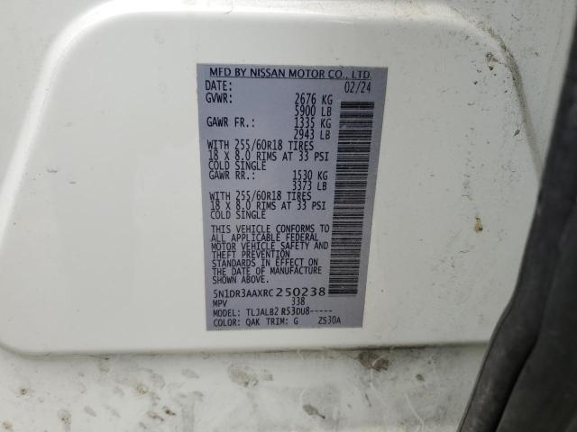 5N1DR3AAXRC250238 - 2024 NISSAN PATHFINDER S თეთრი ფოტო 14