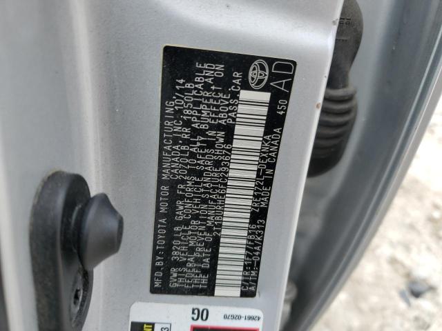 2T1BURHE6FC293676 - 2015 TOYOTA COROLLA L SILVER photo 13