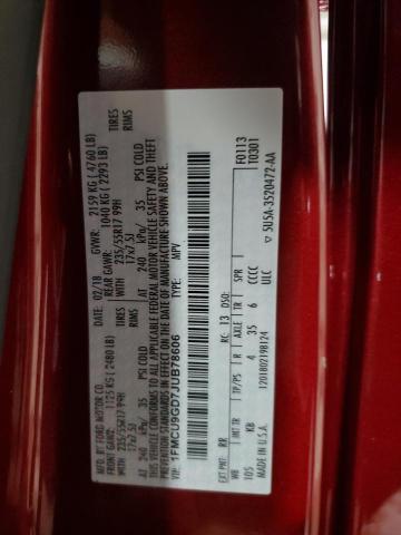 1FMCU9GD7JUB78606 - 2018 FORD ESCAPE SE أحمر صورة 14