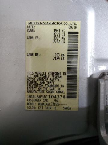 1N4AL2AP5BC104378 - 2011 NISSAN ALTIMA BASE 银色 照片 12