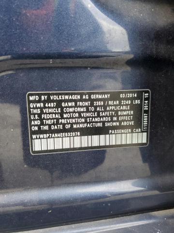 WVWBP7AN4EE532076 - 2014 VOLKSWAGEN CC SPORT BLUE photo 12