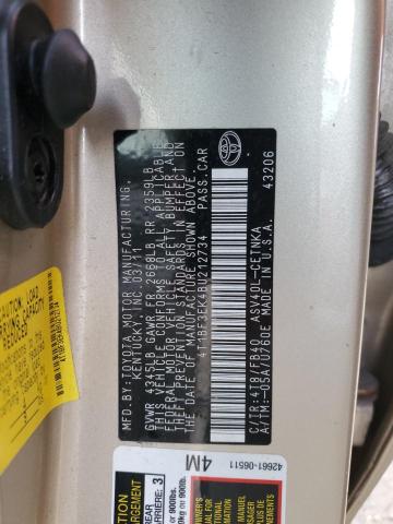 4T1BF3EK4BU212734 - 2011 TOYOTA CAMRY BASE GOLD photo 12