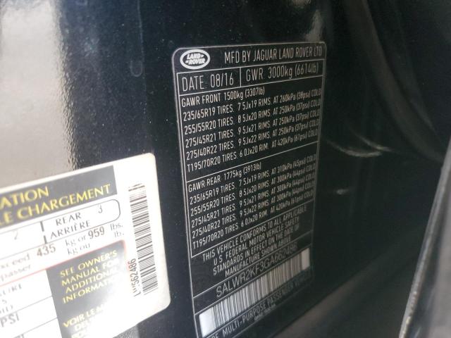 SALWR2KF3GA662486 - 2016 LAND ROVER RANGE ROVE HSE BLACK photo 13