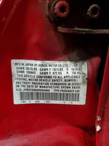 JHMGE88689S004840 - 2009 HONDA FIT SPORT RED photo 12