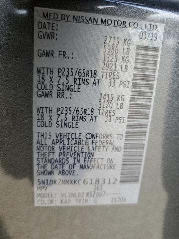 5N1DR2MMXKC618312 - 2019 NISSAN PATHFINDER S GRAY photo 13