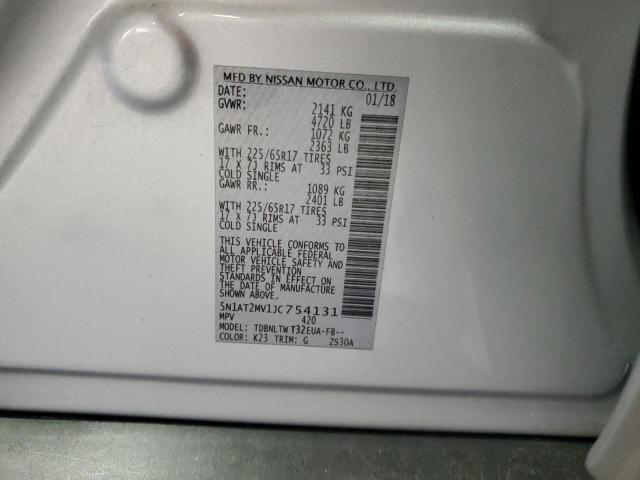 5N1AT2MV1JC754131 - 2018 NISSAN ROGUE S 银色 照片 14