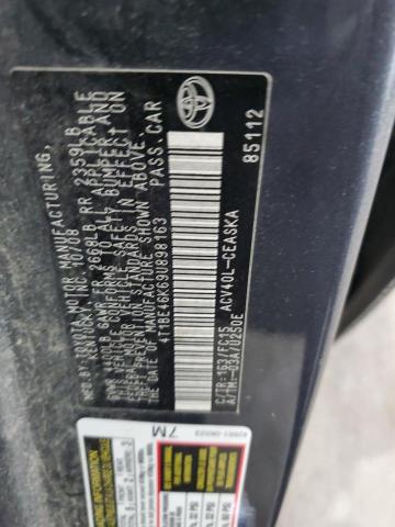 4T1BE46K69U898163 - 2009 TOYOTA CAMRY BASE Gris photo 12