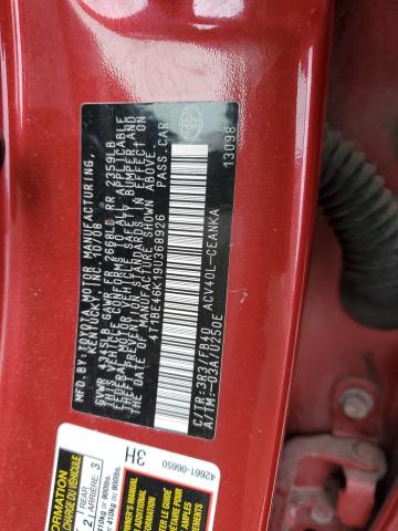 4T1BE46K19U368926 - 2009 TOYOTA CAMRY BASE RED photo 13
