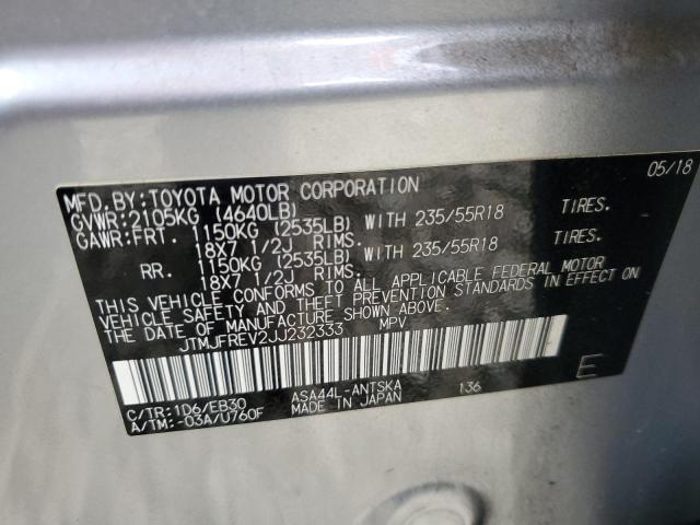 JTMJFREV2JJ232333 - 2018 TOYOTA RAV4 SE 银色 照片 13