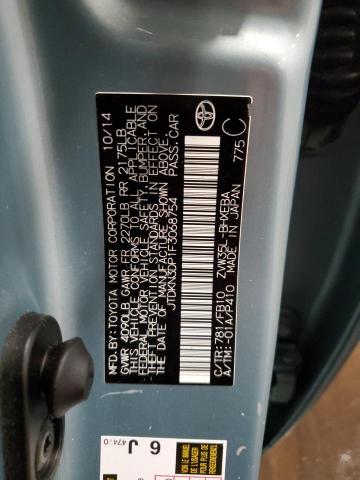 JTDKN3DP1F3068754 - 2015 TOYOTA PRIUS PLUG Зелений фото 12