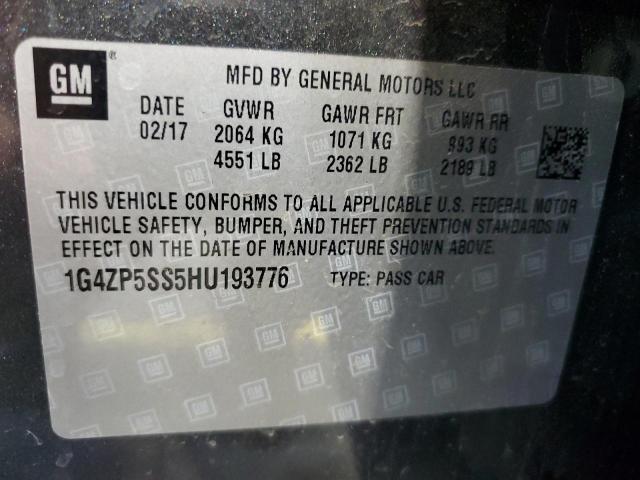 1G4ZP5SS5HU193776 - 2017 BUICK LACROSSE ESSENCE Сірий фото 12