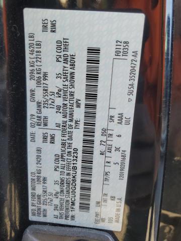 1FMCU0GD8KUB13230 - 2019 FORD ESCAPE SE BLACK photo 13