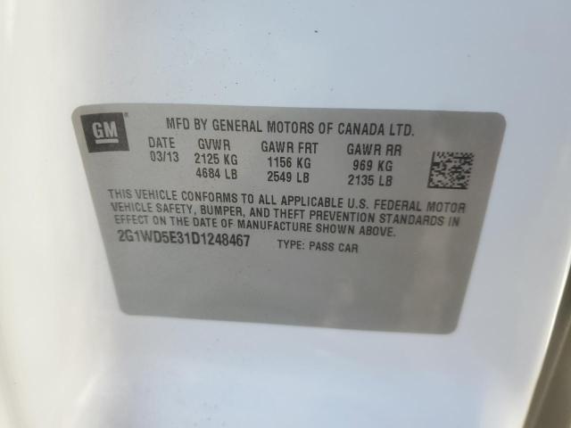 2G1WD5E31D1248467 - 2013 CHEVROLET IMPALA POLICE თეთრი ფოტო 12