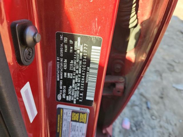 5XXGN4A70EG341777 - 2014 KIA OPTIMA EX 勃艮第红 照片 12