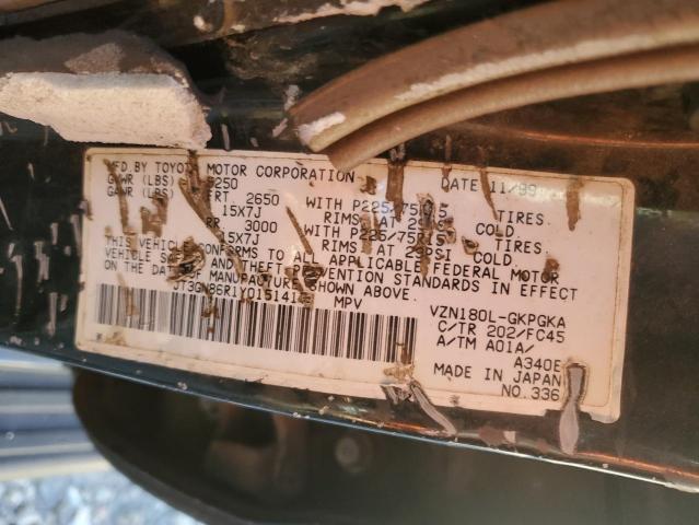 JT3GN86R1Y0151417 - 2000 TOYOTA 4RUNNER SR5 Czarny zdjęcie 14