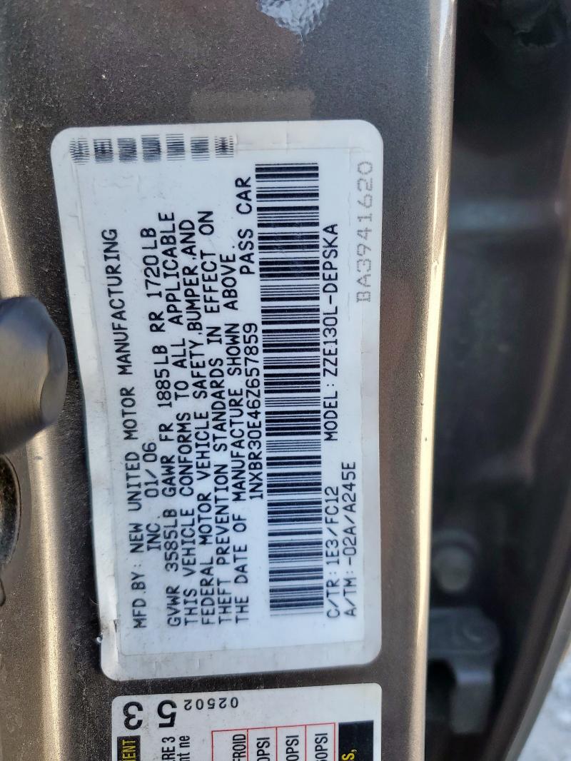 1NXBR30E46Z657859 - 2006 TOYOTA COROLLA CE GRAY photo 12
