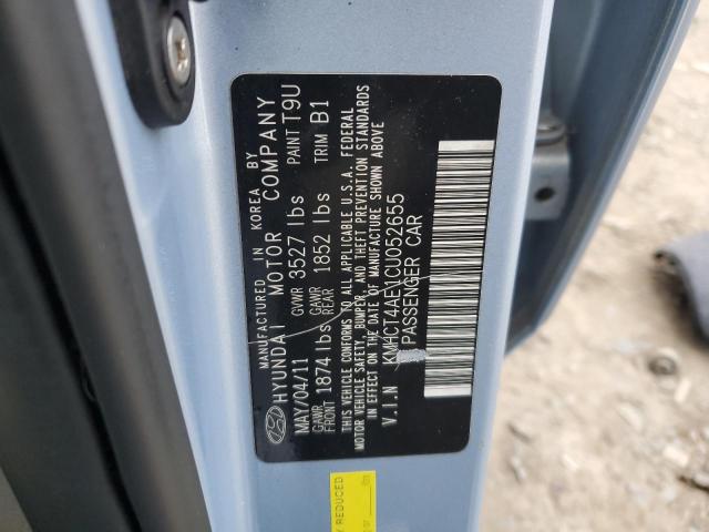 KMHCT4AE1CU052655 - 2012 HYUNDAI ACCENT GLS BLUE photo 12