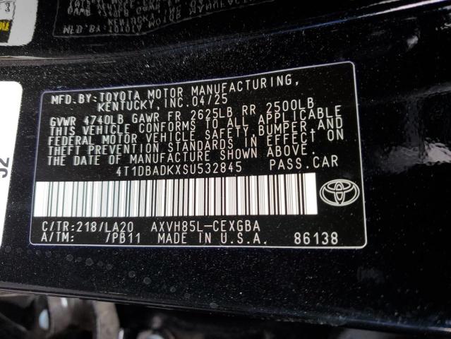 4T1DBADKXSU532845 - 2025 TOYOTA CAMRY XSE BLACK photo 13