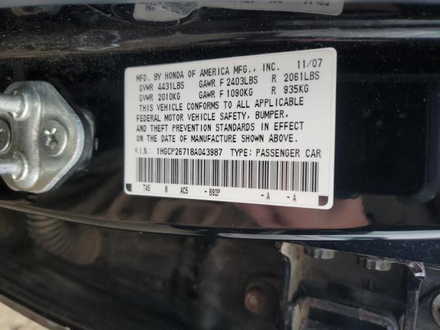 1HGCP26718A043987 - 2008 HONDA ACCORD EX BLACK photo 12