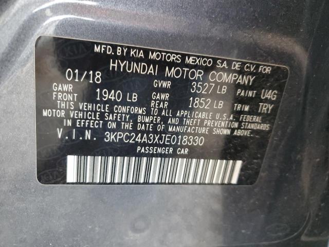 3KPC24A3XJE018330 - 2018 HYUNDAI ACCENT SE Gri fotoğraf 13