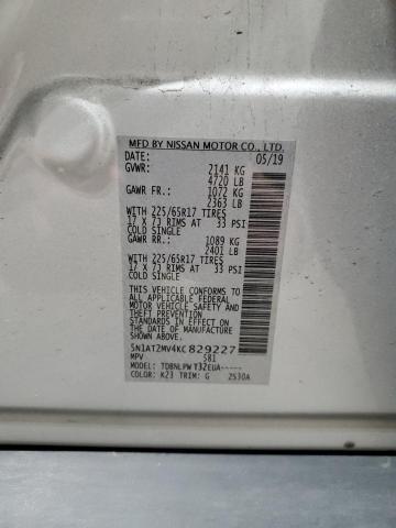 5N1AT2MV4KC829227 - 2019 NISSAN ROGUE S SILVER photo 14