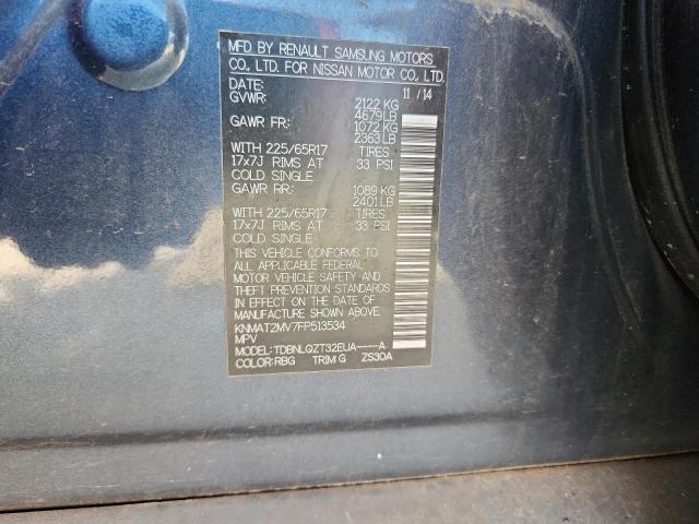 KNMAT2MV7FP513534 - 2015 NISSAN ROGUE S BLUE photo 13