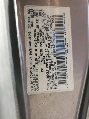 5TBBT4412YS006491 - 2000 TOYOTA TUNDRA ACCESS CAB Kahverengi fotoğraf 13