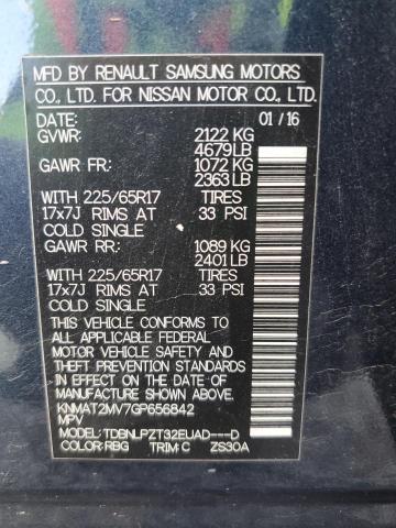 KNMAT2MV7GP656842 - 2016 NISSAN ROGUE S BLUE photo 13