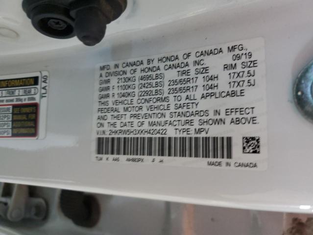 2HKRW5H3XKH420422 - 2019 HONDA CR-V LX WHITE photo 13