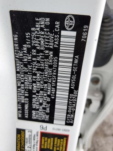 4T4BF1FK5FR470095 - 2015 TOYOTA CAMRY LE WHITE photo 13